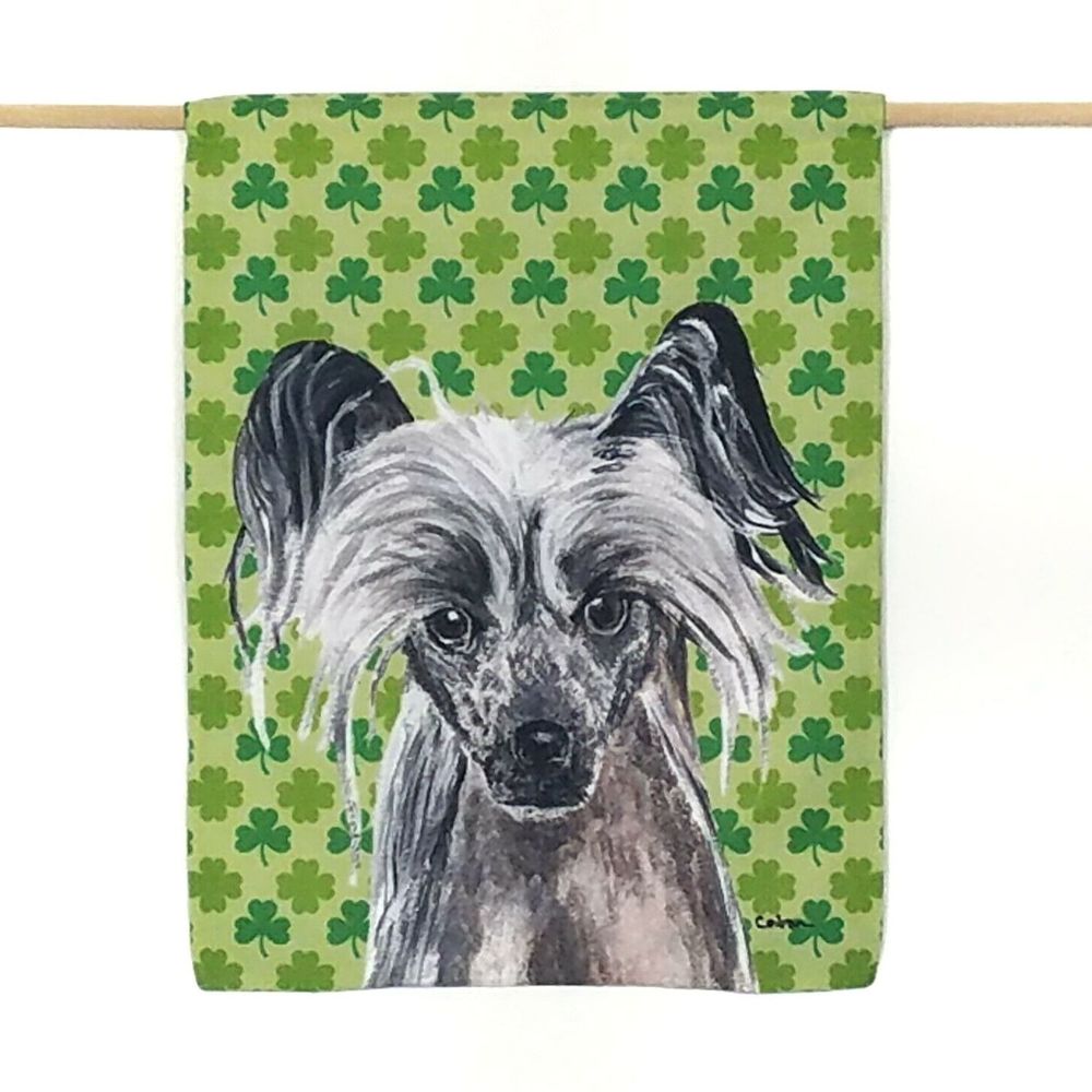 St. Patrick Day Chinese Crested Dog Flag